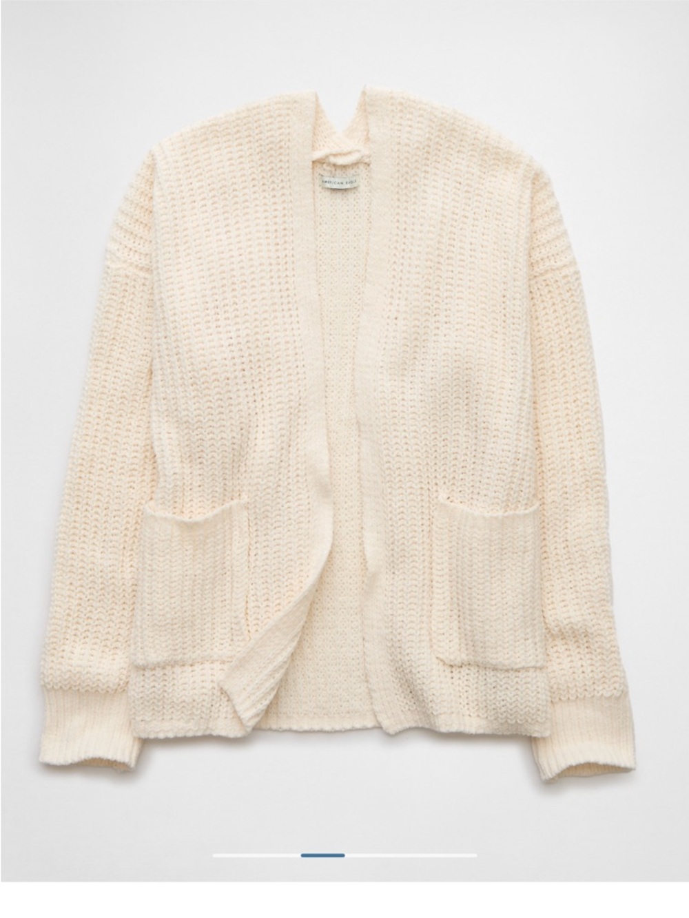 American Eagle Outfitters Cream Open-Front Knit Cardigan
